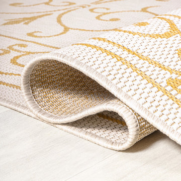 Charleston Vintage Filigree Textured Weave Indoor/outdoor Round Rug